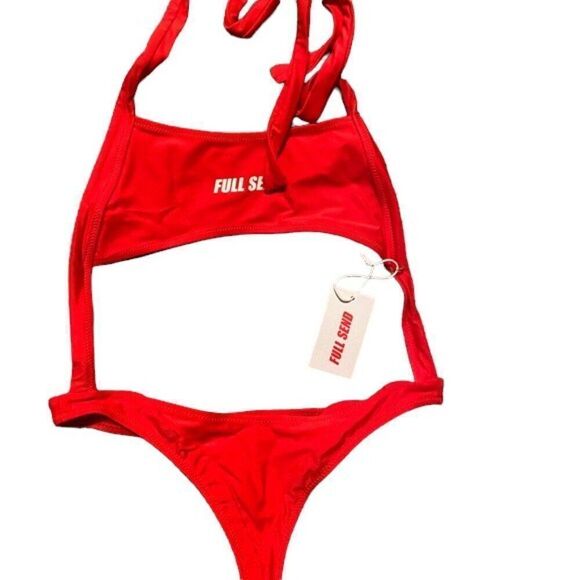 NEW NELK BOYS FULL SEND Women’s Swimsuit Red Cut‎ Out One Piece M - Picture 2 of 5